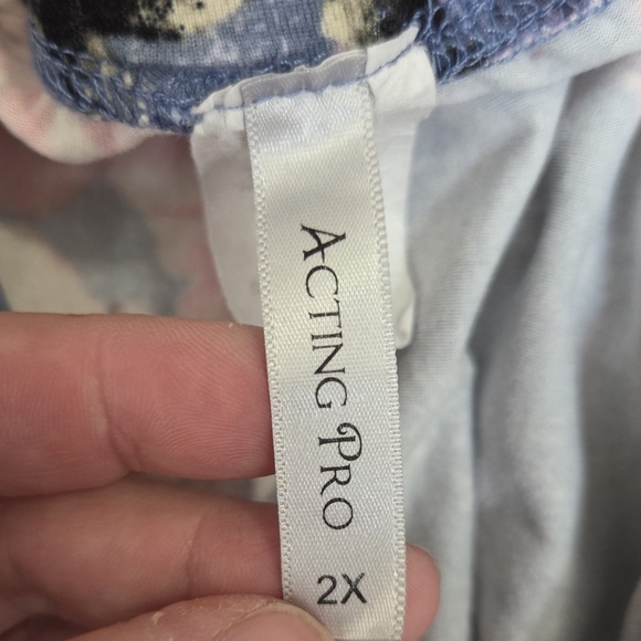 Acting Pro Floral Pull On Boot Cut Pants - Blue and Pink Size Med - Picture 5 of 5